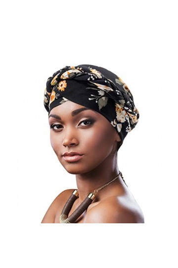DRESHOW Femmes Africaine Turban pré-noués Tresse Torsadée Bonnet Chimio Casquette de Perte de Cheveux Chapeau