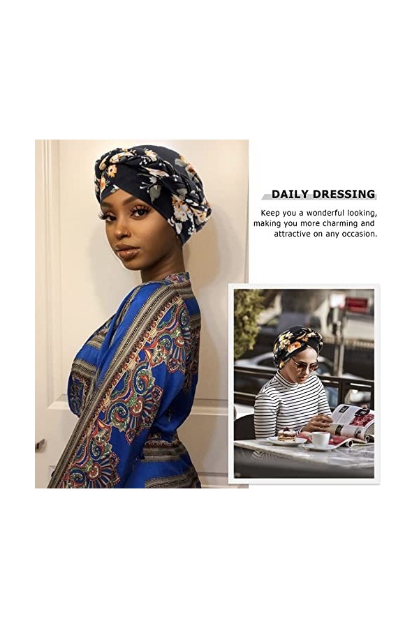DRESHOW Femmes Africaine Turban pré-noués Tresse Torsadée Bonnet Chimio Casquette de Perte de Cheveux Chapeau