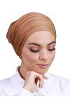 Turban Hijab à Enfiler Bonnet croisé pour Femme Musulmane voilée Camel 