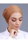 Turban Hijab à Enfiler Bonnet croisé pour Femme Musulmane voilée Camel 