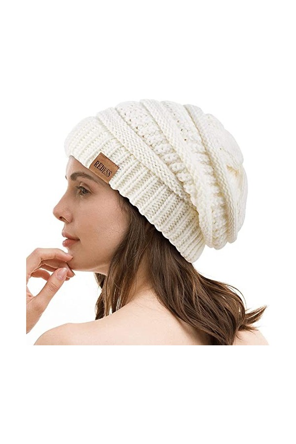 REDESS Bonnet Souple pour Hommes et Femmes Bonnet en Tricot torsadé Doux et épais pour lhiver