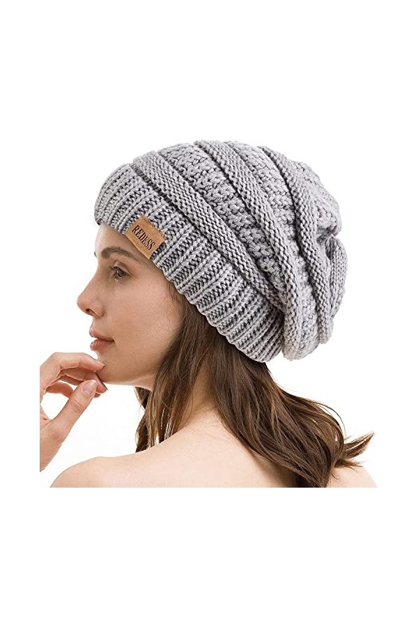 REDESS Bonnet Souple pour Hommes et Femmes Bonnet en Tricot torsadé Doux et épais pour lhiver