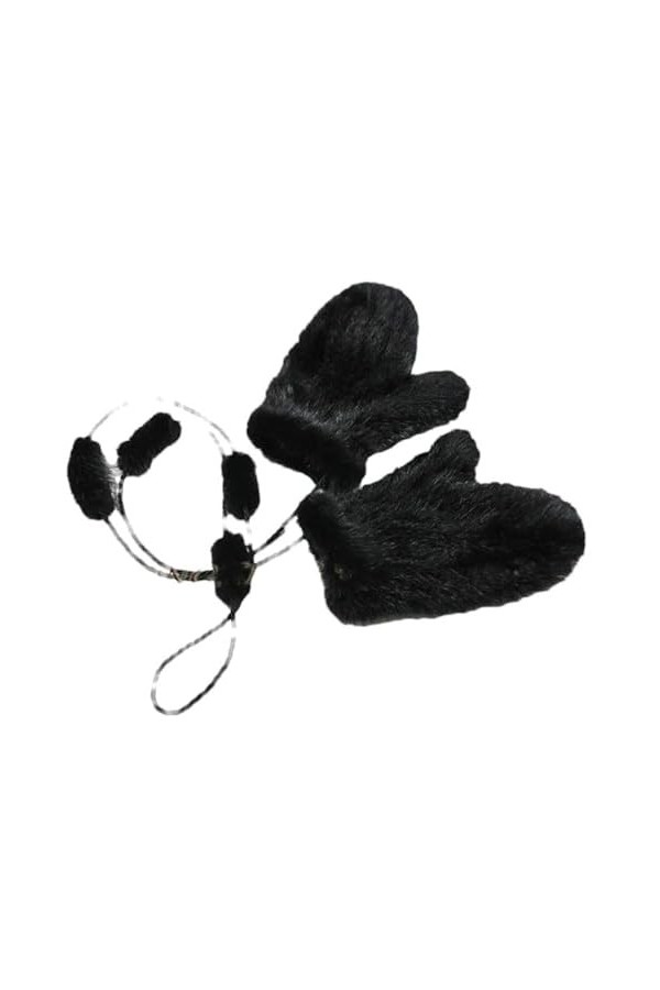 Hgvcfcv Glvoes en fourrure tricotés à la main pour femmes, Noir-Taille unique, taille unique