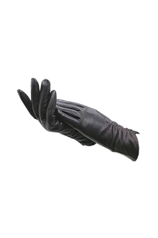 wrtgerht Gants de Poignet dhiver for Femmes en Cuir Chaud Noir épaissi Doux Gants de Conduite doublés Gants Color : A, Size