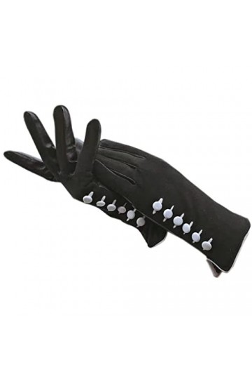 wrtgerht Gants dhiver for Dames écran Tactile Noir Dames en Cuir Daim Gants dhiver Mitaines Chaudes Gants Color : A, Size 
