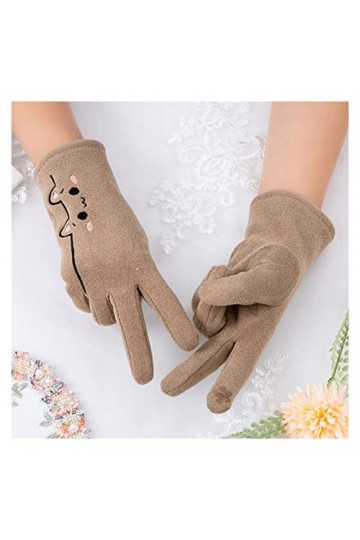 MIAOHY Broderie intérieure doigt écran tactile gants de conduite femme hiver extérieur cyclisme moufles chaudes couleur : A,