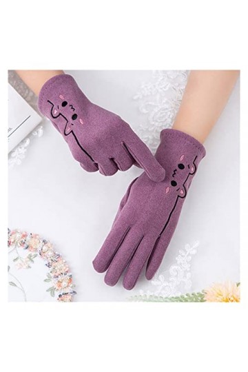 MIAOHY Broderie intérieure doigt écran tactile gants de conduite femme hiver extérieur cyclisme moufles chaudes couleur : D,