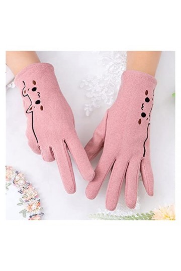 MIAOHY Broderie intérieure doigt écran tactile gants de conduite femme hiver extérieur cyclisme moufles chaudes couleur : lo
