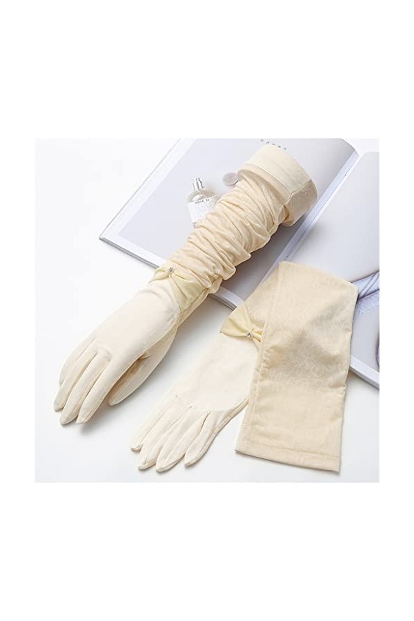 YANYUESHOP Gants dété en Soie de Glace pour Femme Longue Conduite Équitation Protège-Bras Mince Manches à Cinq Doigts Coule
