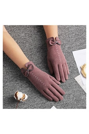 MIAOHY Gants de cyclisme chauds dhiver pour femmes avec nœud brodé fin plus velours écran tactile moufles de conduite coule