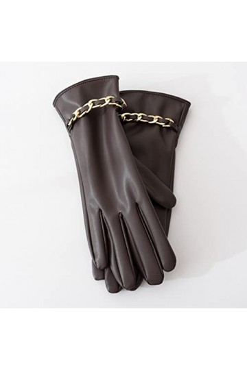 GLUXIT Chaîne Femmes Gants en Cuir Hiver Chaud Plus Velours épaissir Doigt extérieur équitation écran Tactile Conduite Colo