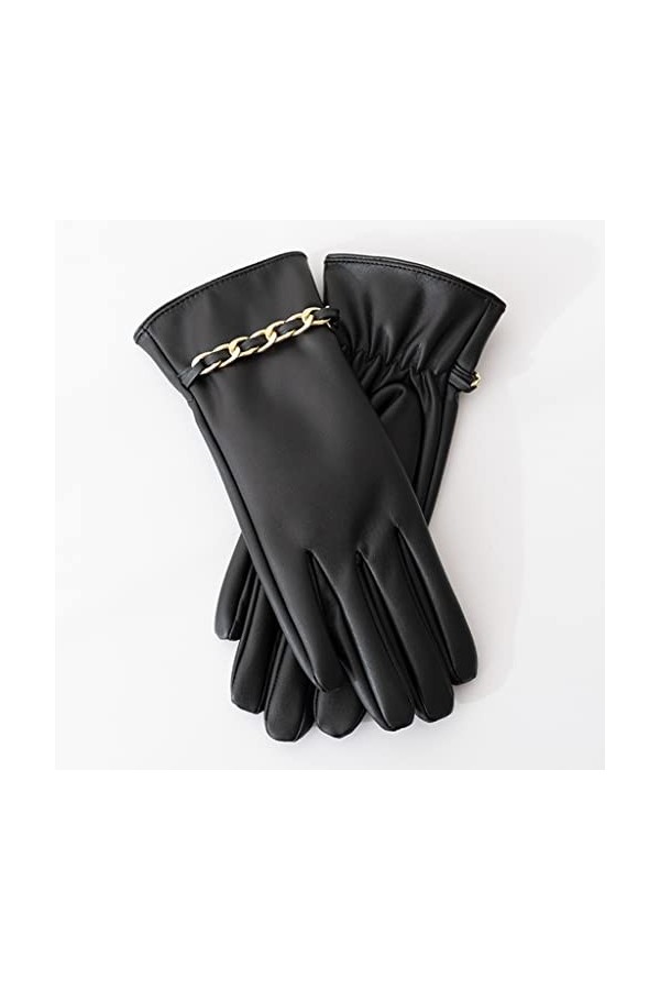 GLUXIT Chaîne Femmes Gants en Cuir Hiver Chaud Plus Velours épaissir Doigt extérieur équitation écran Tactile Conduite Colo