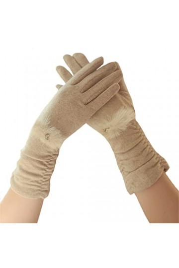 GLUXIT Automne Hiver Femmes Section Mince Garder au Chaud écran Tactile monocouche Gants mi-Longs Coupe-Vent Cyclisme Mitaine