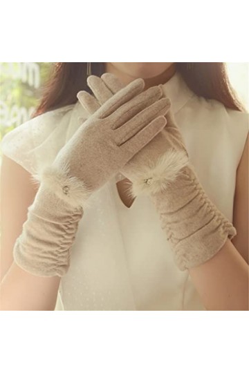 GLUXIT Automne Hiver Femmes Section Mince Garder au Chaud écran Tactile monocouche Gants mi-Longs Coupe-Vent Cyclisme Mitaine