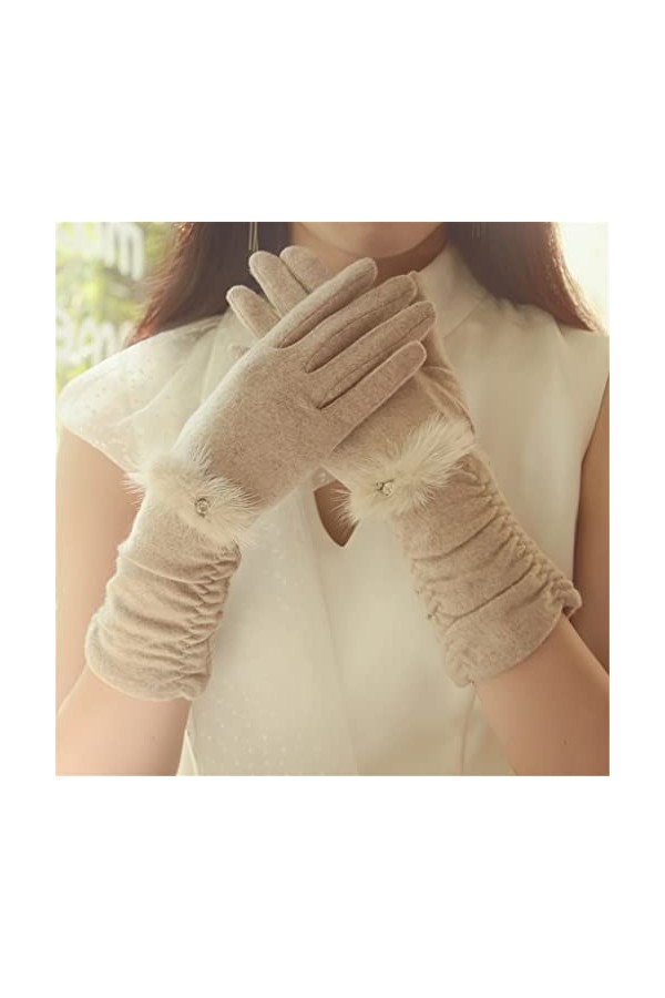 GLUXIT Automne Hiver Femmes Section Mince Garder au Chaud écran Tactile monocouche Gants mi-Longs Coupe-Vent Cyclisme Mitaine