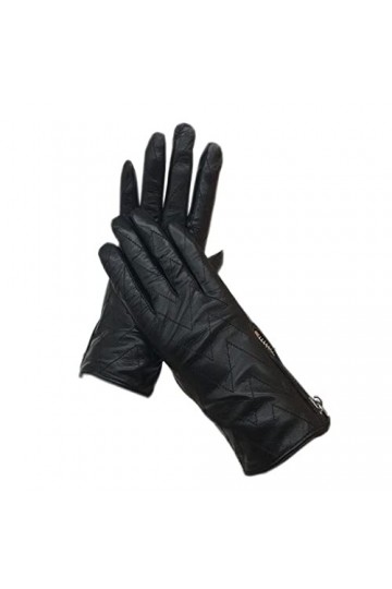 GLUXIT Dames Noir Gants Cuir Mode Hiver Chaleur Beau Cuir Color : Svart, Size : 9 