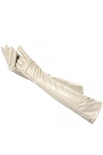 wrtgerht Gants Longs en Cuir, Gants Longs en Cuir for Femmes, Gants Longs et Mitaines for Femmes dhiver Gants Color : Weiß,