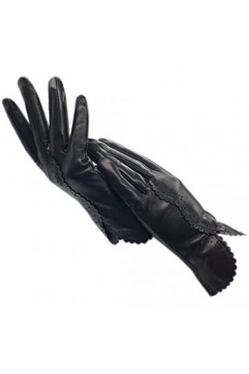 wrtgerht Gants dhiver for Femmes en Cuir Noir Confort Doux Gants doublés Conduite Cyclisme Mitaines Gants Color : A, Size :