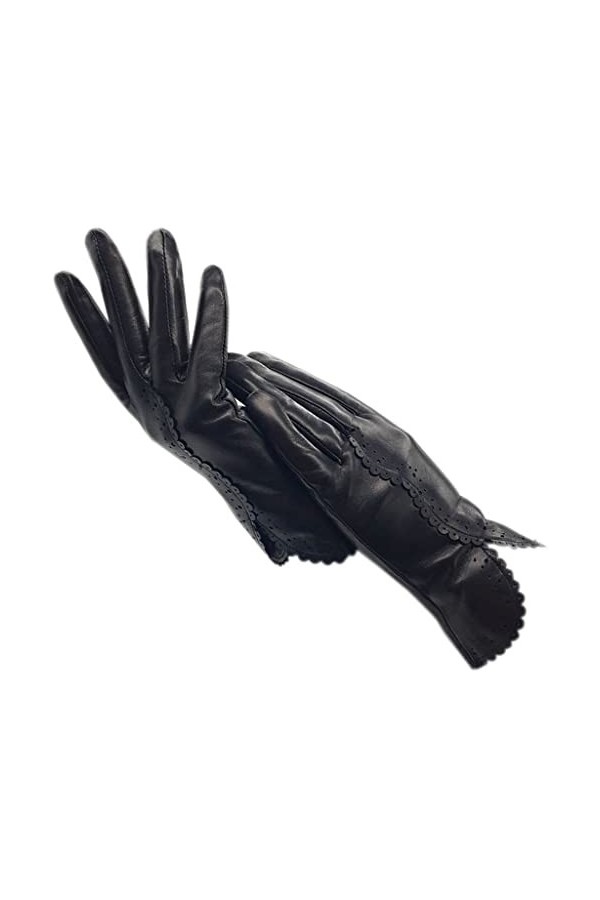 wrtgerht Gants dhiver for Femmes en Cuir Noir Confort Doux Gants doublés Conduite Cyclisme Mitaines Gants Color : A, Size :
