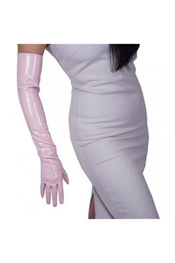 wrtgerht 60 cm Cuir Verni Gants Longs Cuir Émulation Cuir Brillant Miroir Rose Clair Rose Cerise Gants