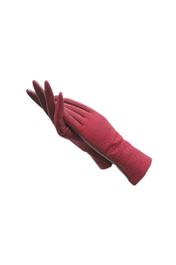 wrtgerht Gants Hiver Dames Poignet Main Cuir Bras Couverture Conduite Gants vin Rouge Cyclisme Conduite Mitaines Gants Color