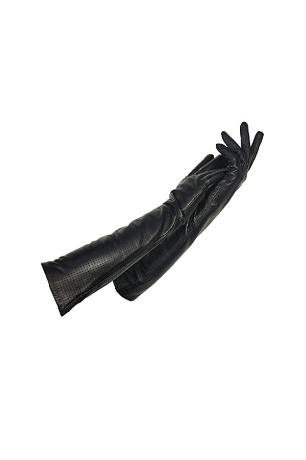 Cuir de Mouton Femmes Gants Dames Longs Gants en Cuir coude Bras Manches Dames Mailles en Cuir Confortable et léger Color : 