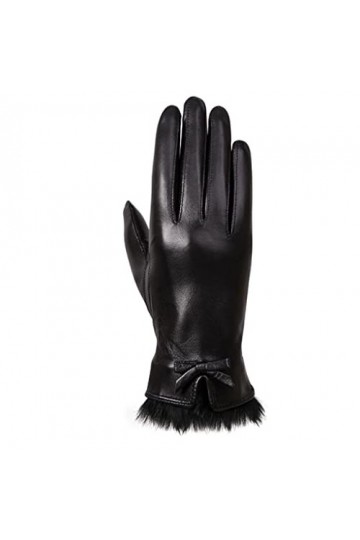 GLUXIT Gants en Cuir Dames Hiver Peluche Poignet Bouche Plus Velours Chaud Cyclisme écran Tactile Froid et Coupe-Vent Gants e