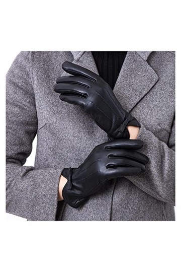 n/a Gants en Cuir Gants Chauds à écran Tactile Gants à Doigts continus à Arc doublé Chauds dhiver Color : D, Size : L 