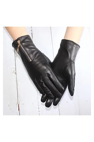 n/a Gants for Femmes à écran Tactile doublés de Cuir avec Fermeture éclair Chauds Automne et Hiver Gants de Conduite en Plein