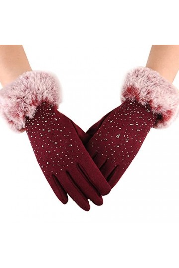GLUXIT Femmes Plein Doigt Gants épaissir Hiver Chaud écran Tactile Mitaines Femme Sequin Cachemire Main Plus Chaud en Plein a