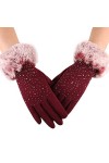 GLUXIT Femmes Plein Doigt Gants épaissir Hiver Chaud écran Tactile Mitaines Femme Sequin Cachemire Main Plus Chaud en Plein a