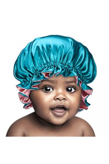 Sengterm Bonnet de nuit, en satin, double couche, réglable, soyeux, avec bandeau élastique, pour les soins des cheveux des bé