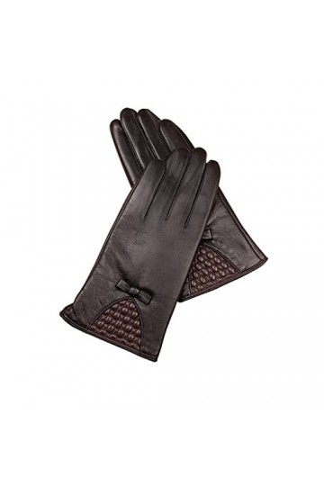 wrtgerht Gants for Femmes Doux épaissir des Gants en Cuir véritable Hiver Automne Dames Mode Chaud Gants Color : Nero, Size 
