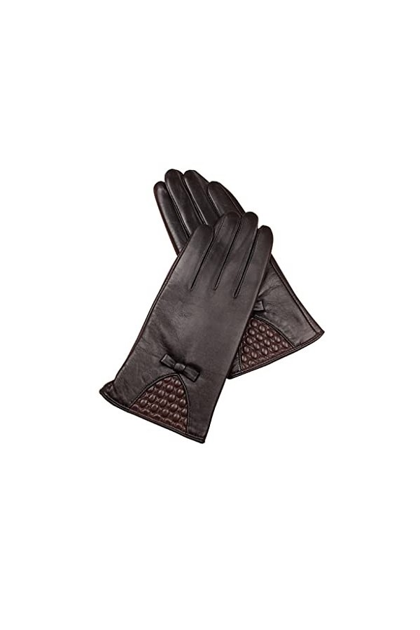 wrtgerht Gants for Femmes Doux épaissir des Gants en Cuir véritable Hiver Automne Dames Mode Chaud Gants Color : Nero, Size 