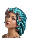 Sengterm Bonnet de nuit, en satin, double couche, réglable, soyeux, avec bandeau élastique, pour les soins des cheveux des bé