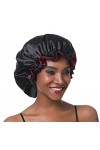 Sengterm Bonnet de nuit, en satin, double couche, réglable, soyeux, avec bandeau élastique, pour les soins des cheveux des bé