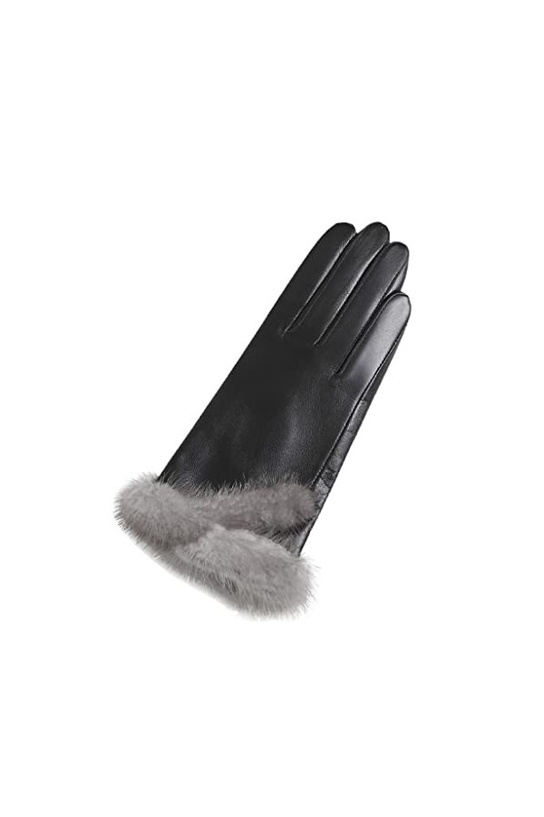 LXXSH Gants pour Femmes en Cuir véritable Hiver Chaud Peluche Femme moufles Douces Color : Black, Size : M Code 