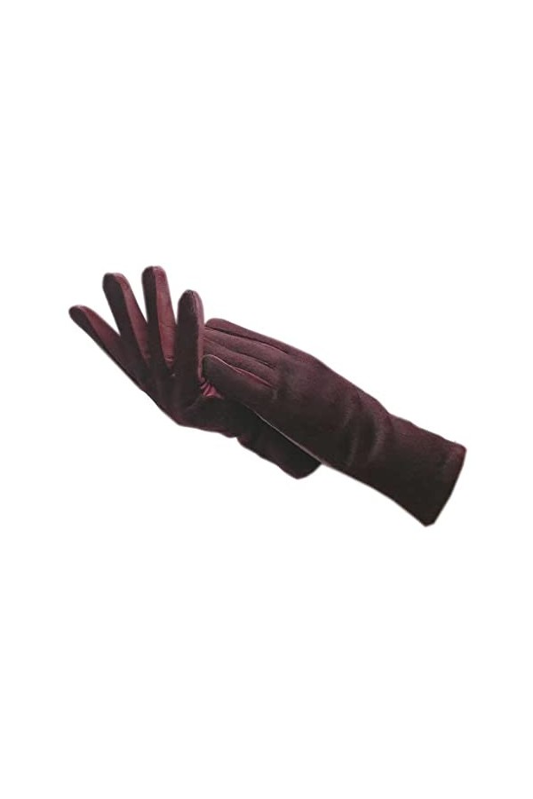 WYYDFDC Gants Hiver Femmes Gants Dragonne Bordeaux Chauds Femmes Doublés Mitaines Cuir Color : A, Size : 7 