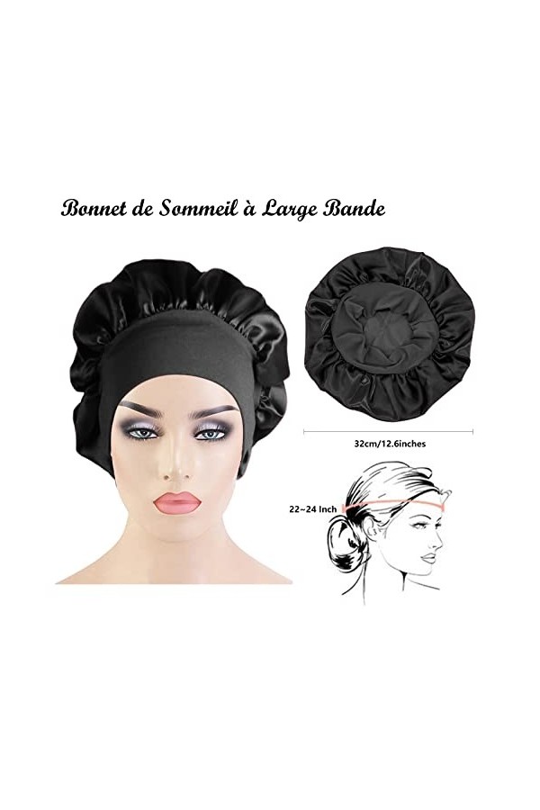 1 Pièces Bonnet Satin Cheveux Nuit, Bonnets de douche, VEGCOO Bonnet Nuit de Sommeil, Bonnet Nuit Extensible Bonnet Soie Chev