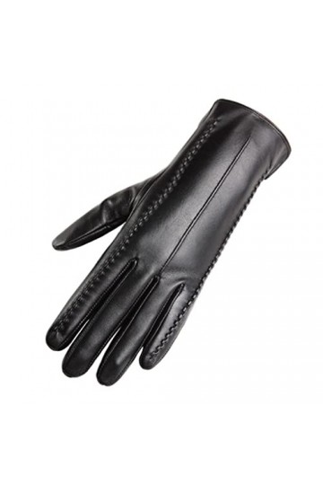 n/a Couche de tête Gants en Cuir Femme épaissi Hiver Velours écran Tactile extérieur Moto Chaud Section Mince Gants Color : 