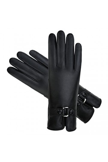 ZHUHW Femmes Gants en Cuir Hiver extérieur équitation épaissir Plus Velours Chaud Doigt écran Tactile Mitaines de Conduite