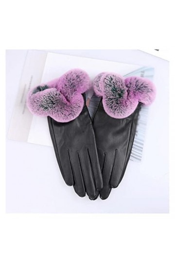 n/a Gants en Cuir for Femmes Automne et Hiver Gants de Manchette Chauds avec Doigts Color : D, Size : S Code 