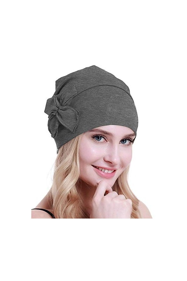 osvyo Bonnet en coton chimio turbans pour femmes atteintes de cancer, COTON GRIS CHAUD, taille unique