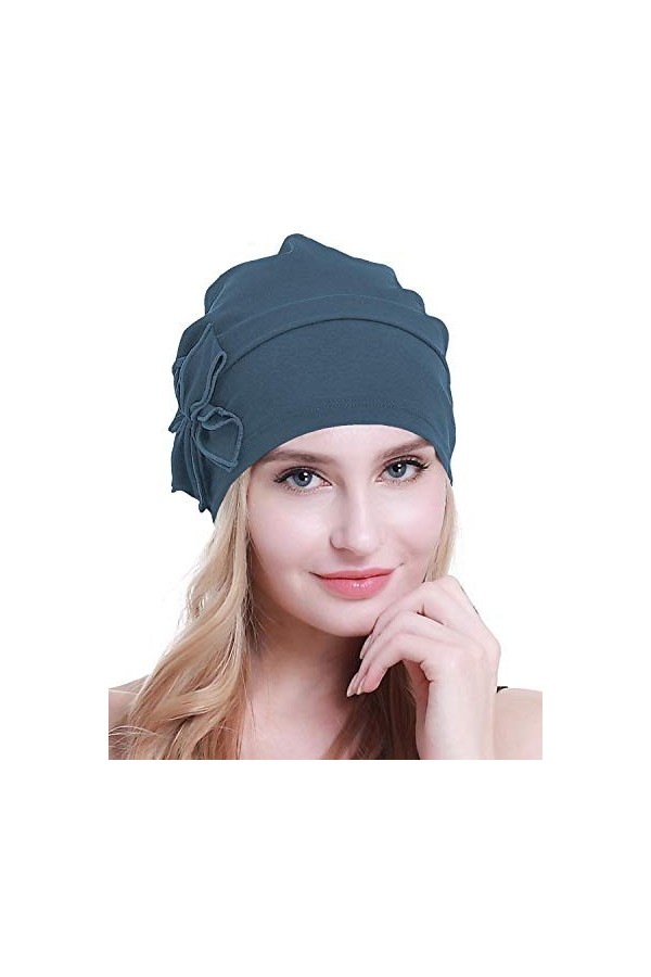osvyo Bonnet en coton chimio turbans pour femmes atteintes de cancer, COTON GRIS CHAUD, taille unique