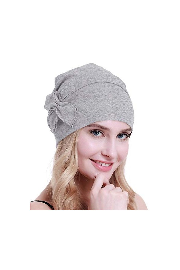 osvyo Bonnet en coton chimio turbans pour femmes atteintes de cancer, COTON GRIS CHAUD, taille unique