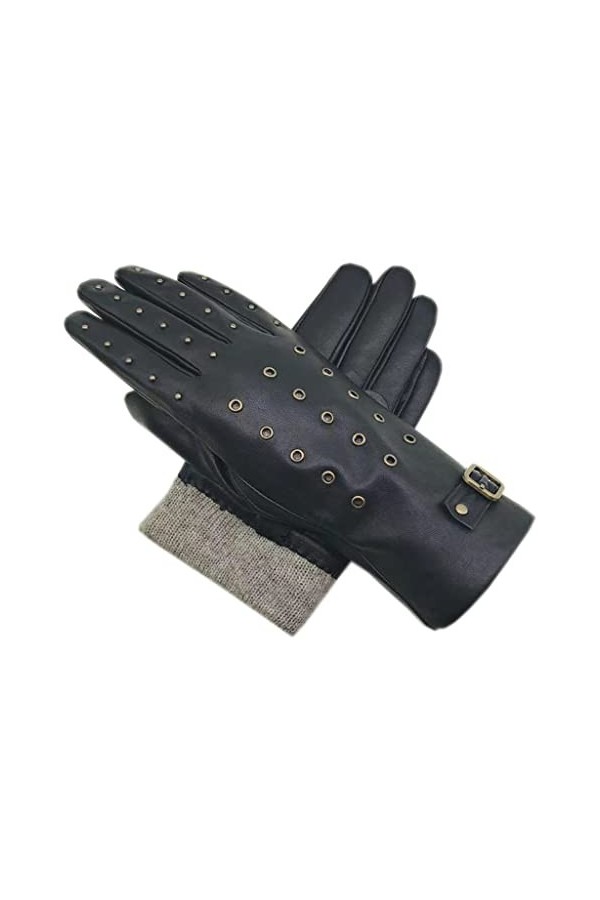 wrtgerht Gants dhiver for Femmes Gants doublés de Fourrure Cuir Écran Tactile Chaud Gants Grande Taille Gants Color : A, Si