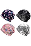 XYIYI Femmes Chapeau de Chimio Coton Bonnet Chapeau Turban Couvre-Chef Head Wraps 4 Pièces Multicolore 