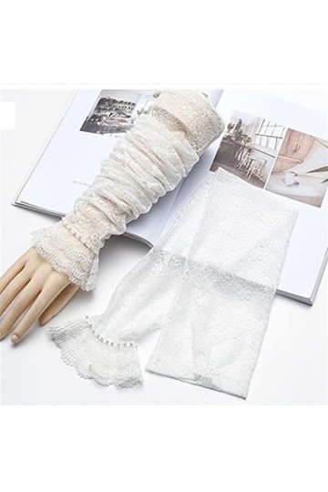 wrtgerht Gants Longs Femmes Conduite dété Manches en Soie de Glace Dentelle Manches de Garde-Bras Minces Section Mince élast