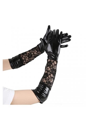 LSDJGDDE Gants Longs for Femmes 1 Paire de Gants Longs en Similicuir en Dentelle Gants en Dentelle for Femmes Show Party