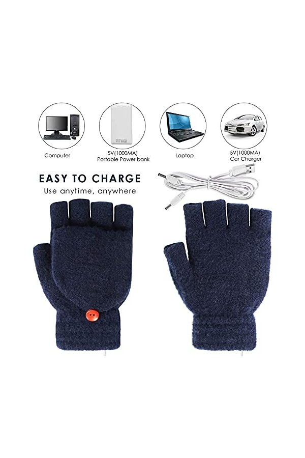 wrtgerht Ordinateur Portable Femmes Hommes USB mitaine chauffante Plein et Demi Doigt Hiver Chaud Tricot Main Gants Mitaines 
